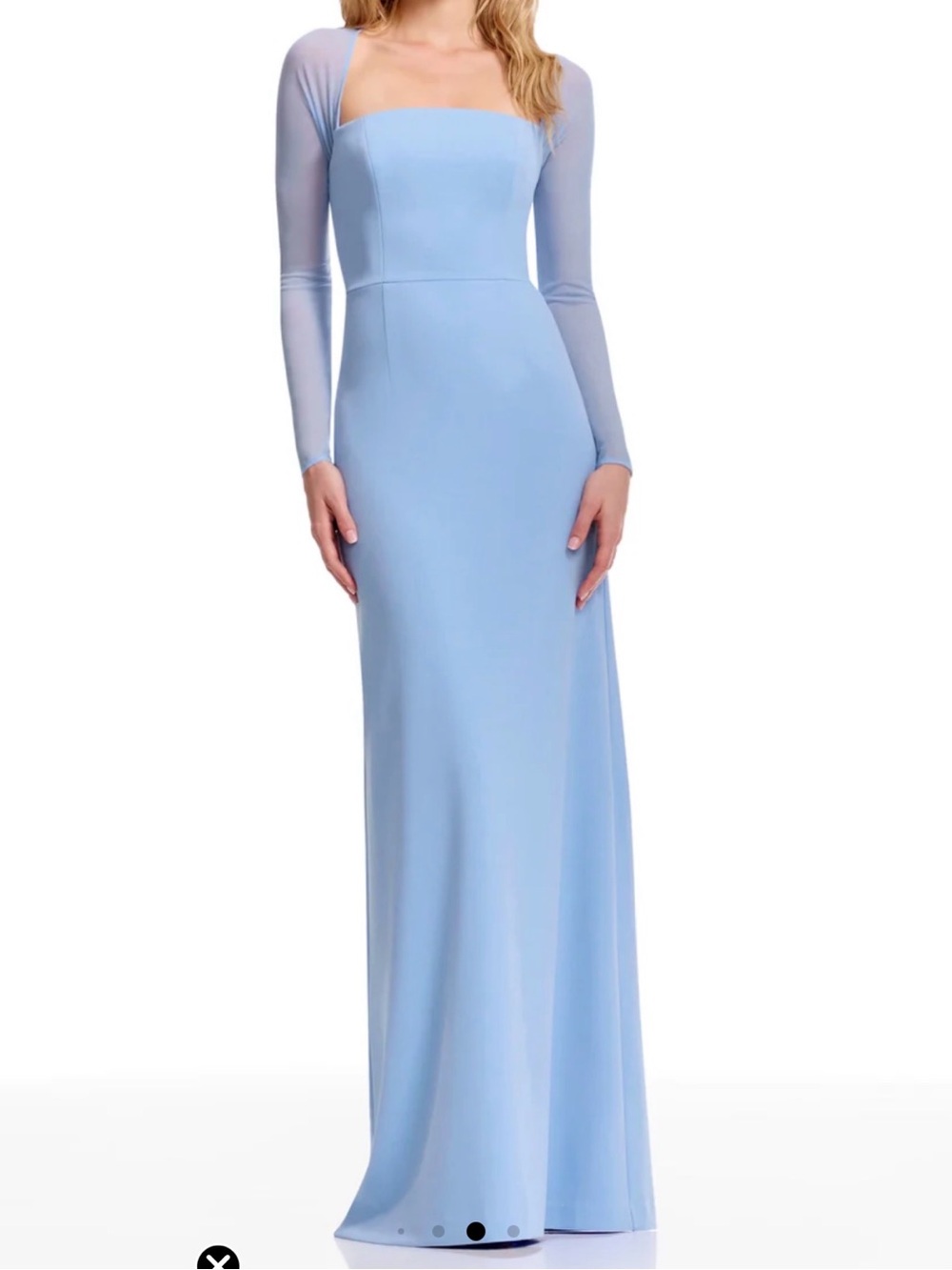 Dress the Population Powder Blue Long Sleeve Square-Neck Gown